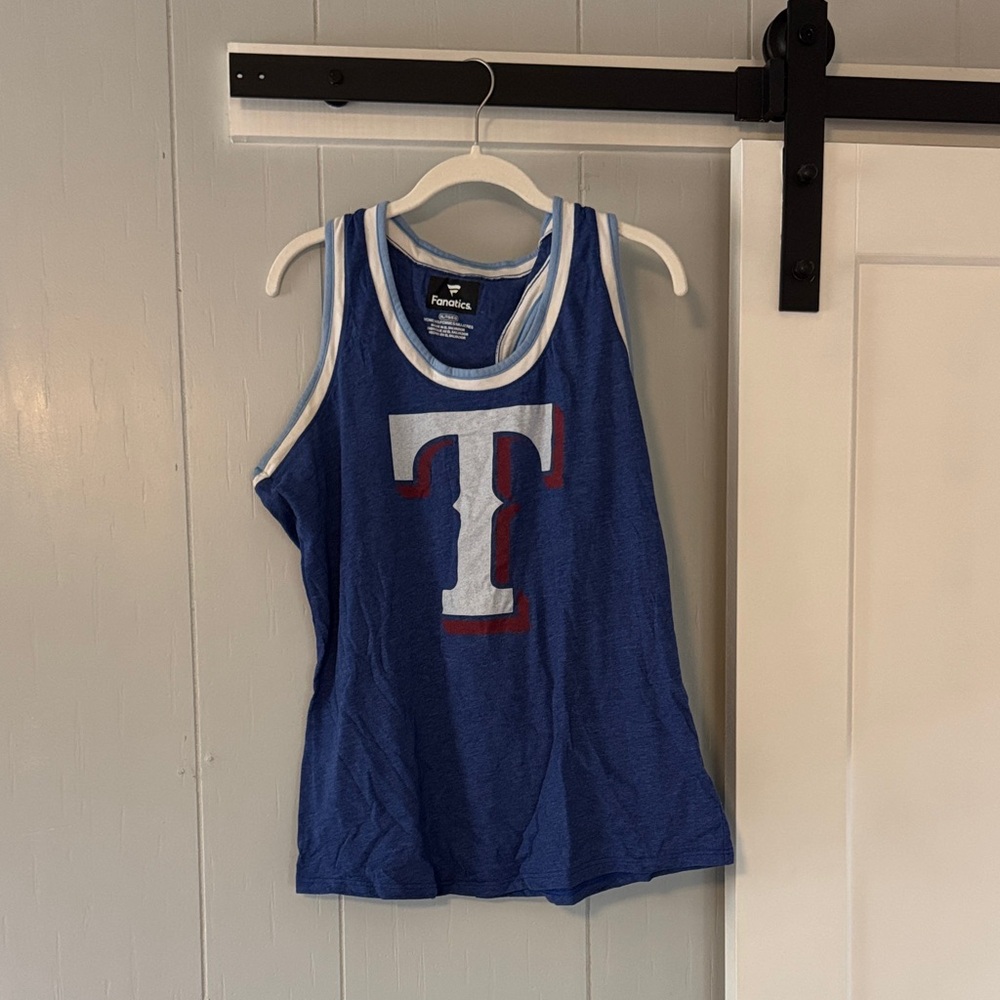 Fanatics Texas Rangers Blue Tank Top with Red and White Accents